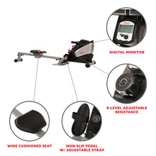 Load image into Gallery viewer, Sunny Health &amp; Fitness Dual Function Magnetic Rowing Machine