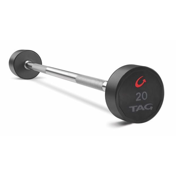 TAG Premium Ultrathane Fixed Barbells (Round) with Straight Handle Complete Set 20-110lbs (10 bars)